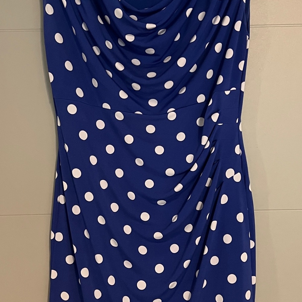 Ann Taylor Royal Blue Dress with White Dots